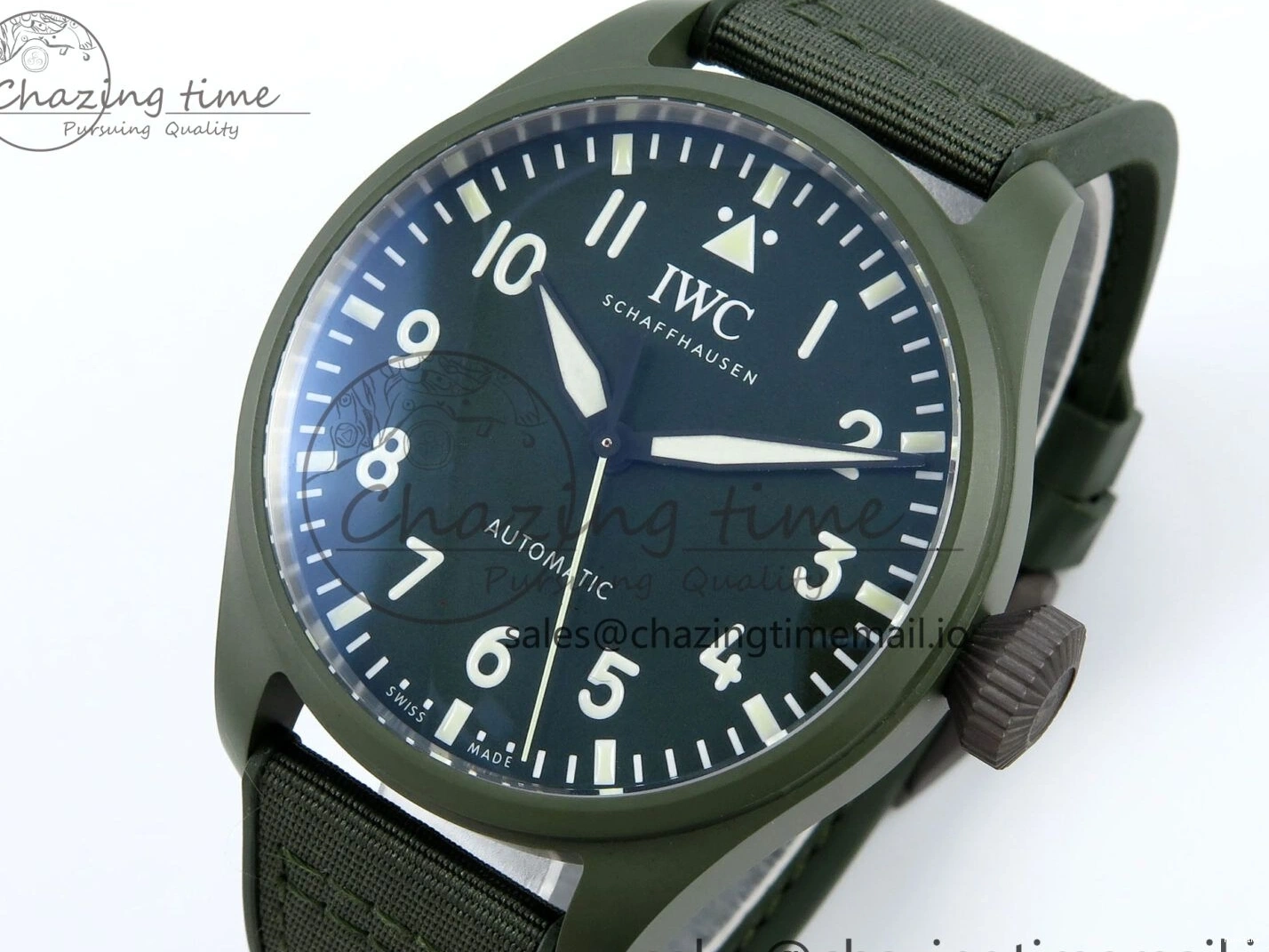 MIROTIME 0302 Big Pilot IW329802 M+F 1:1 Best Edition Green Dial on Green Nylon Strap MY Unique 7002